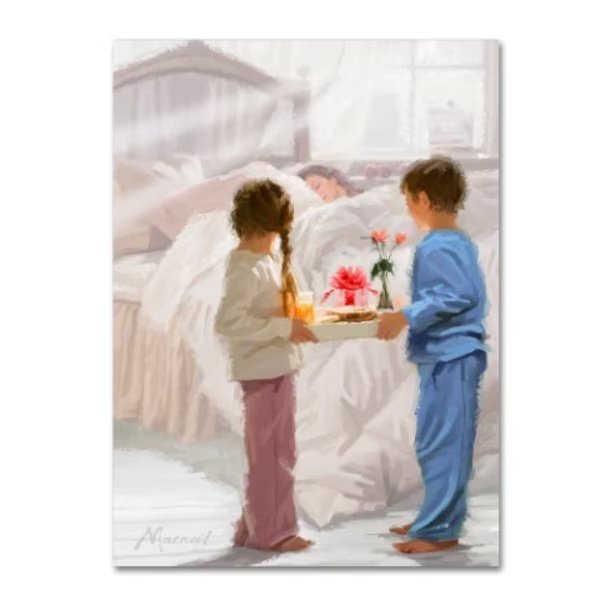 The Macneil Studio 'Breakfast in Bed' Canvas Art, 24x32, Trademark Fine Art, Mfr#: ALI9159-C2432GG